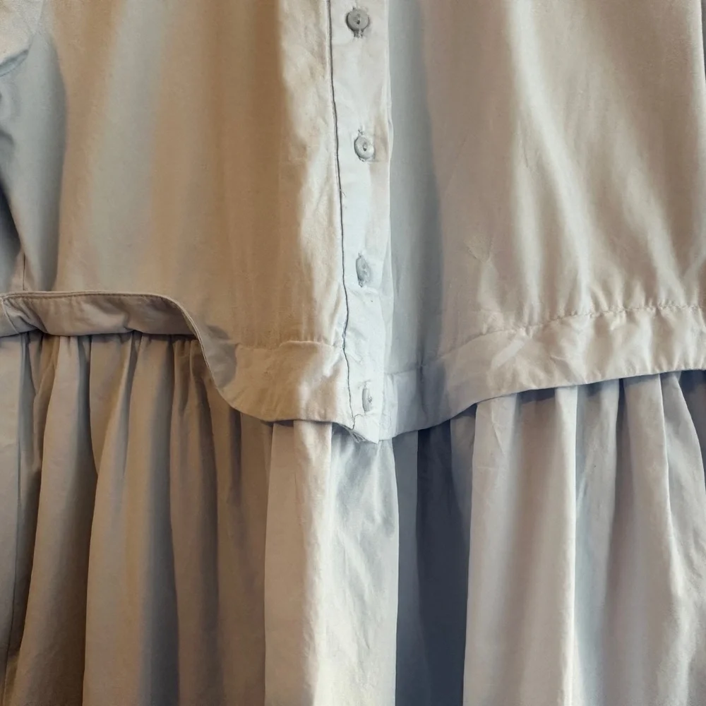 ZARA 7517 / 046 Blue Shirt Dress Shirtdress ASO Trinny Woodall EUC